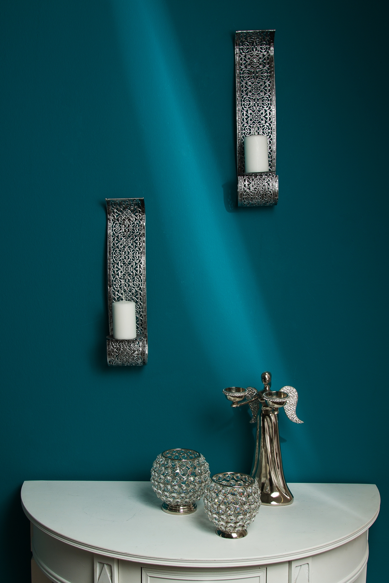 2er Set Windlicht Wandkerzenhalter Kerzenhalter Metall Ornamente