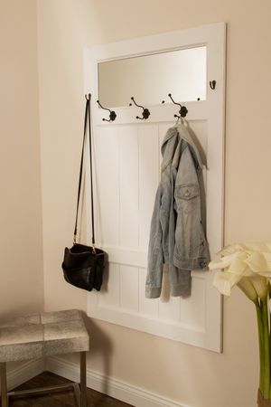 Garderobe Tür Spiegel weiß Landhaus Holz Wandpaneel
