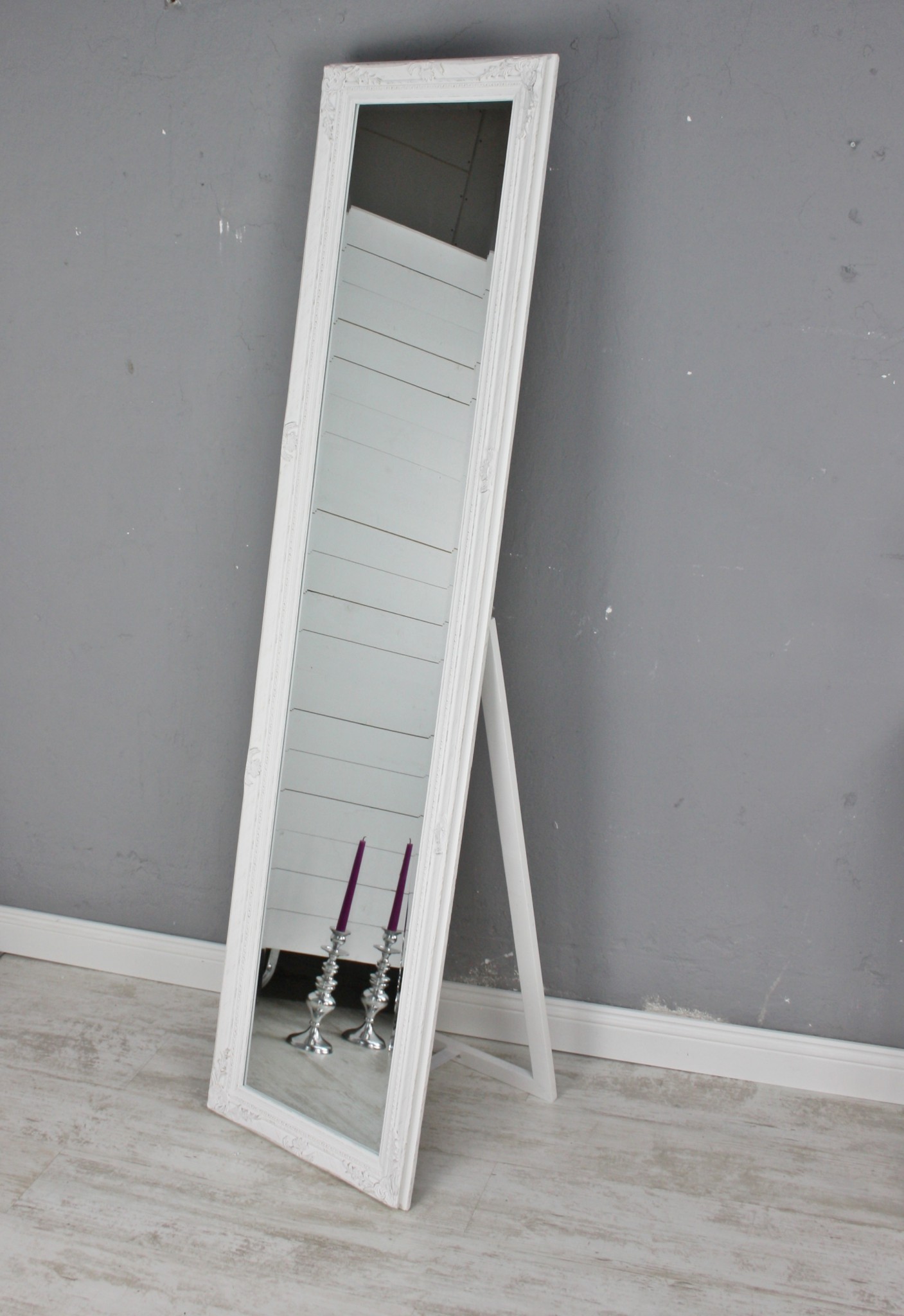 Standspiegel weiß antik groß 180cm Holz Wandspiegel barock Badspiegel